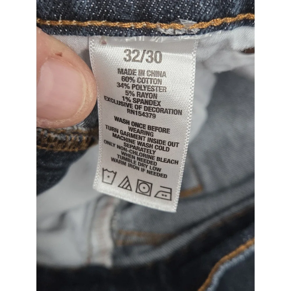 AEROPOSTALE Mens Straight Leg Jeans 32x30 Dark Wash Stretch Blue Denim Pants